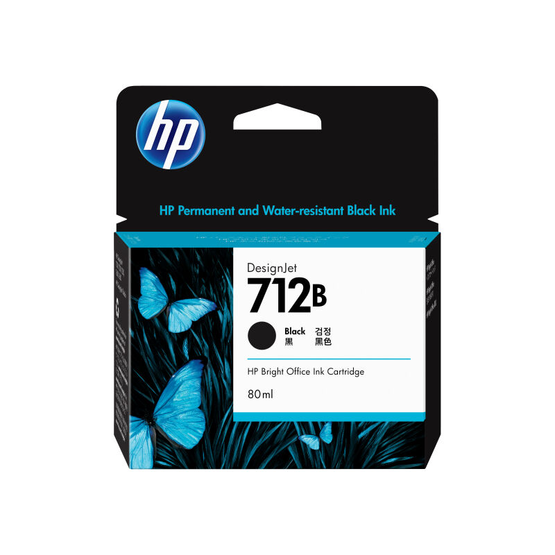 HP (Hewlett Packard) #712B 80ml Black Ink Cartridge (3ED29A)