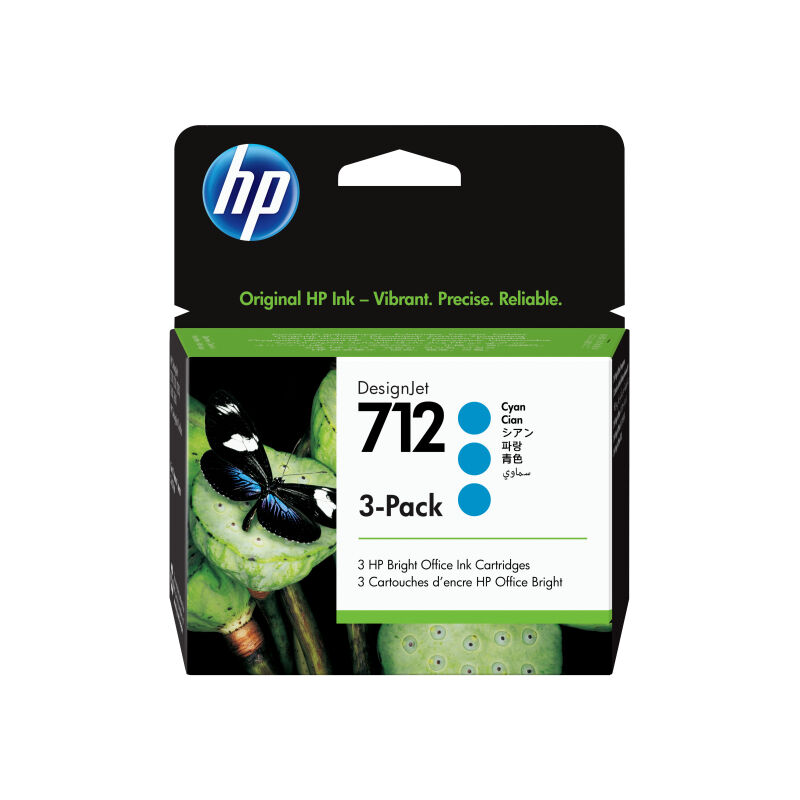 HP (Hewlett Packard) #712 29ml Cyan Ink Cartridge(3 -Pack) (3ED77A)