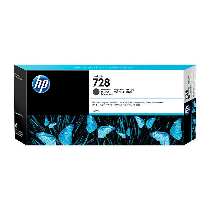 HP (Hewlett Packard) #728B 300ml Matte Black Ink Cartridge (3WX30A)