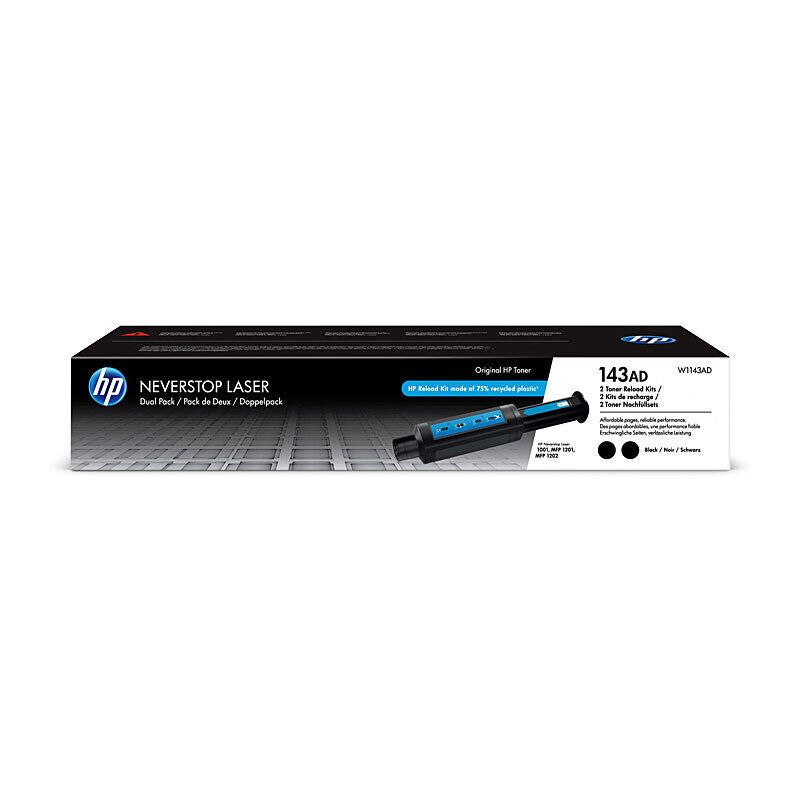 HP (Hewlett Packard) #143AD Twin Pack Black Toner Laser Cartridge W1143AD
