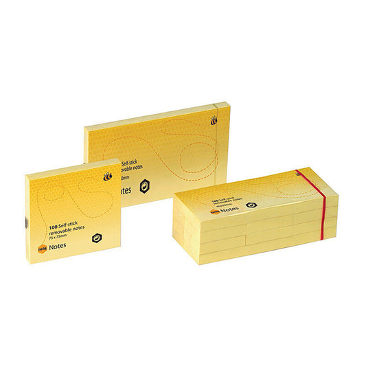 Marbig Sticky Notes - Yellow - 75x75 mm - Pack of 12