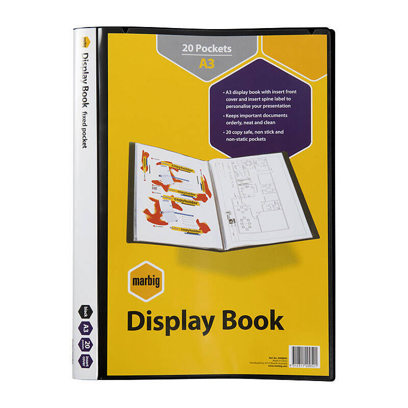 Marbig Display Book A3 - 20 Pocket Insert Cover
