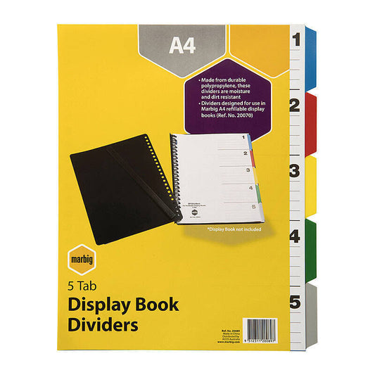 Marbig Dividers A4 - 5 Tabs