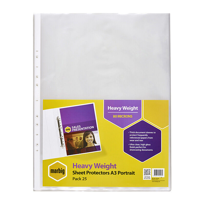 Marbig Sheet Protectors Heavy Weight A3 - Pack of 25