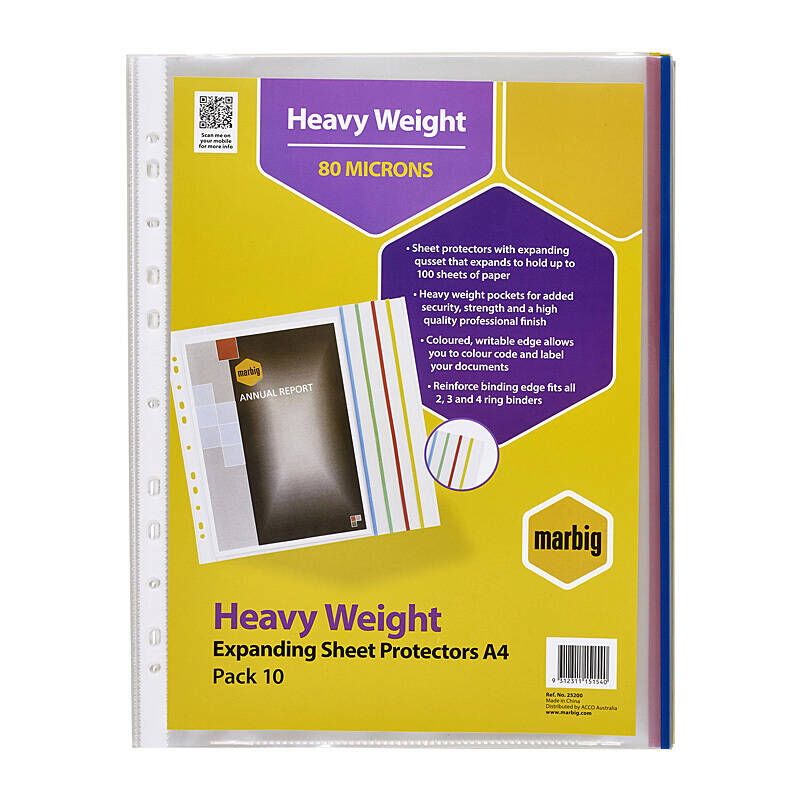 Marbig Expanding Sheet Protector A4 - Pack of 10