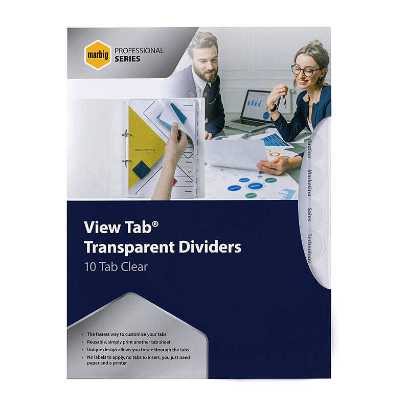 Marbig Pro Dividers Vertical Tabs Clear A4 - 10 Tabs