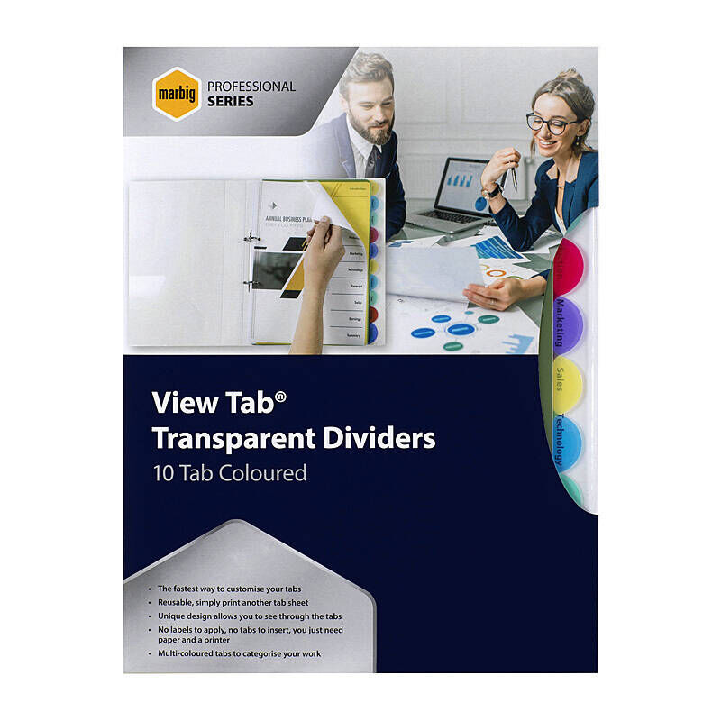 Marbig Pro Dividers Vertical Tabs Coloured PP A4 - 10 Tabs