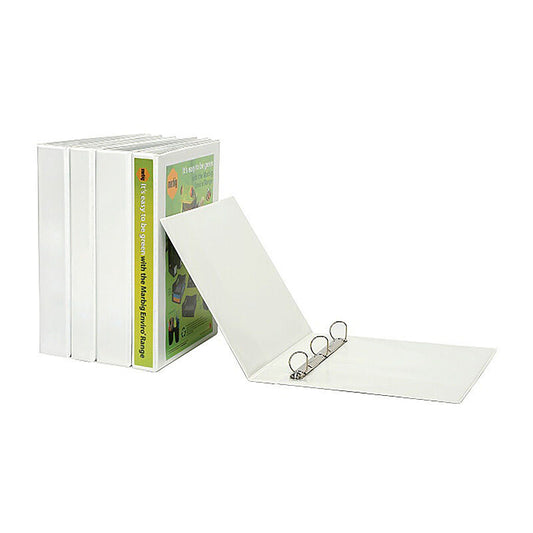 Marbig A4 Ring Binder 4D 65 mm PP White