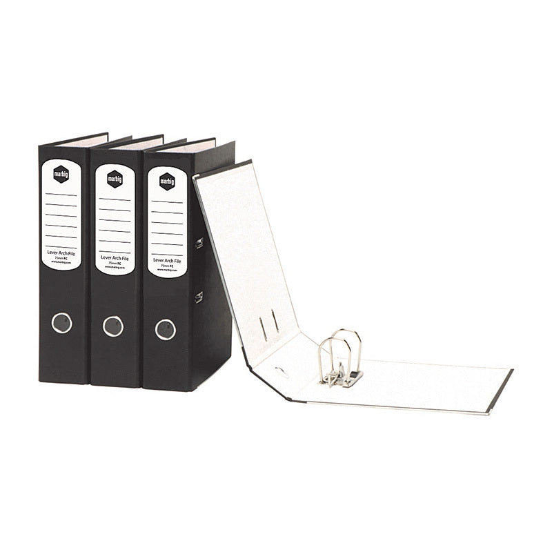 Marbig Lever Arch File Paper Spine A4 Black