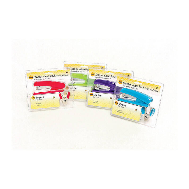 Marbig 20 Sheet Stapler - Assorted Colours - Value Pack