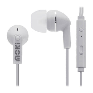 Moki Noise Isolating Earbuds with Mic - White