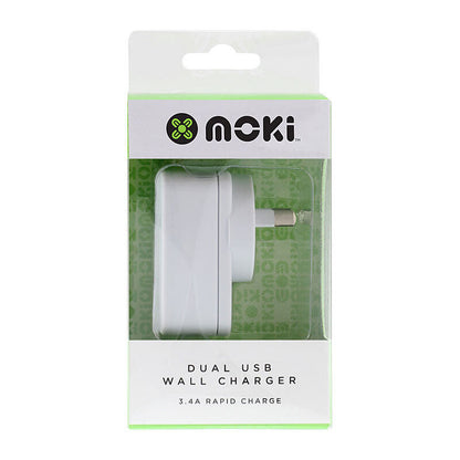 Moki Dual USB Wall Charger - White