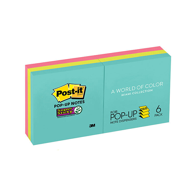 Post-It Note Pop-Up R330-6SSMIA Supernova Neons 73X73mm Pack of 6