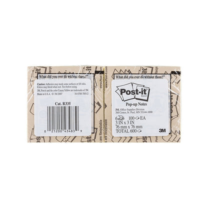 Post-It Lined Pop-up Notes Canary Yellow 76 x 76mm Pack of 6