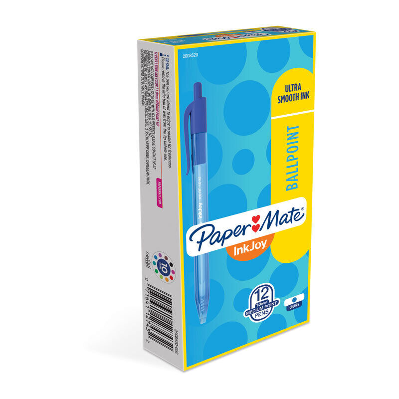 Paper Mate InkJoy 100RT Ballpoint Pen Blue - Box of 12