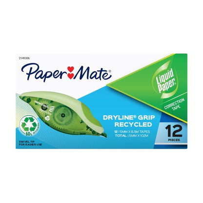 Paper Mate LP Dryline Grip Correction Tape - Cartridge of 12