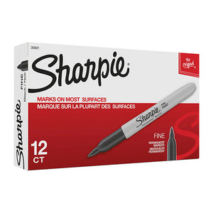Sharpie Permanent Marker Fine Point Black Pack of 12