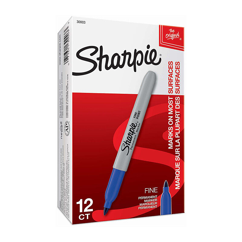 Sharpie Permanent Marker Fine Point Blue Box of 12