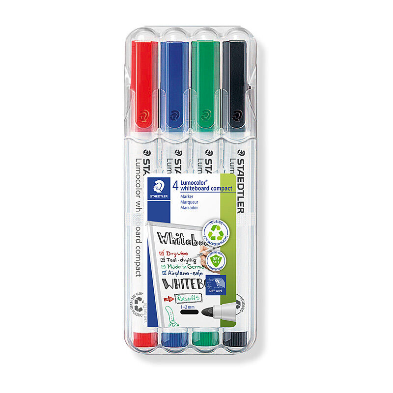 Staedtler Compact Whiteboard Marker Assorted - Wallet of 4