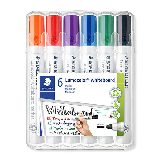 Staedtler Whiteboard Marker 351 Bullet Assorted - Wallet of 6