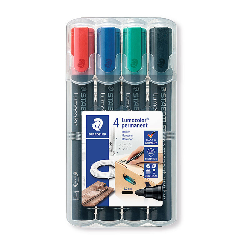 Staedtler Permanent Marker 352 Bullet Assorted - Box of 4