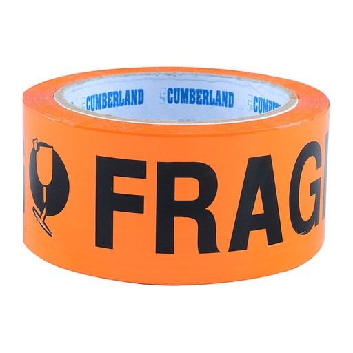 [CU7188] Cumberland Fragile Tape 48 mm x 66m Orange - Pack of 6
